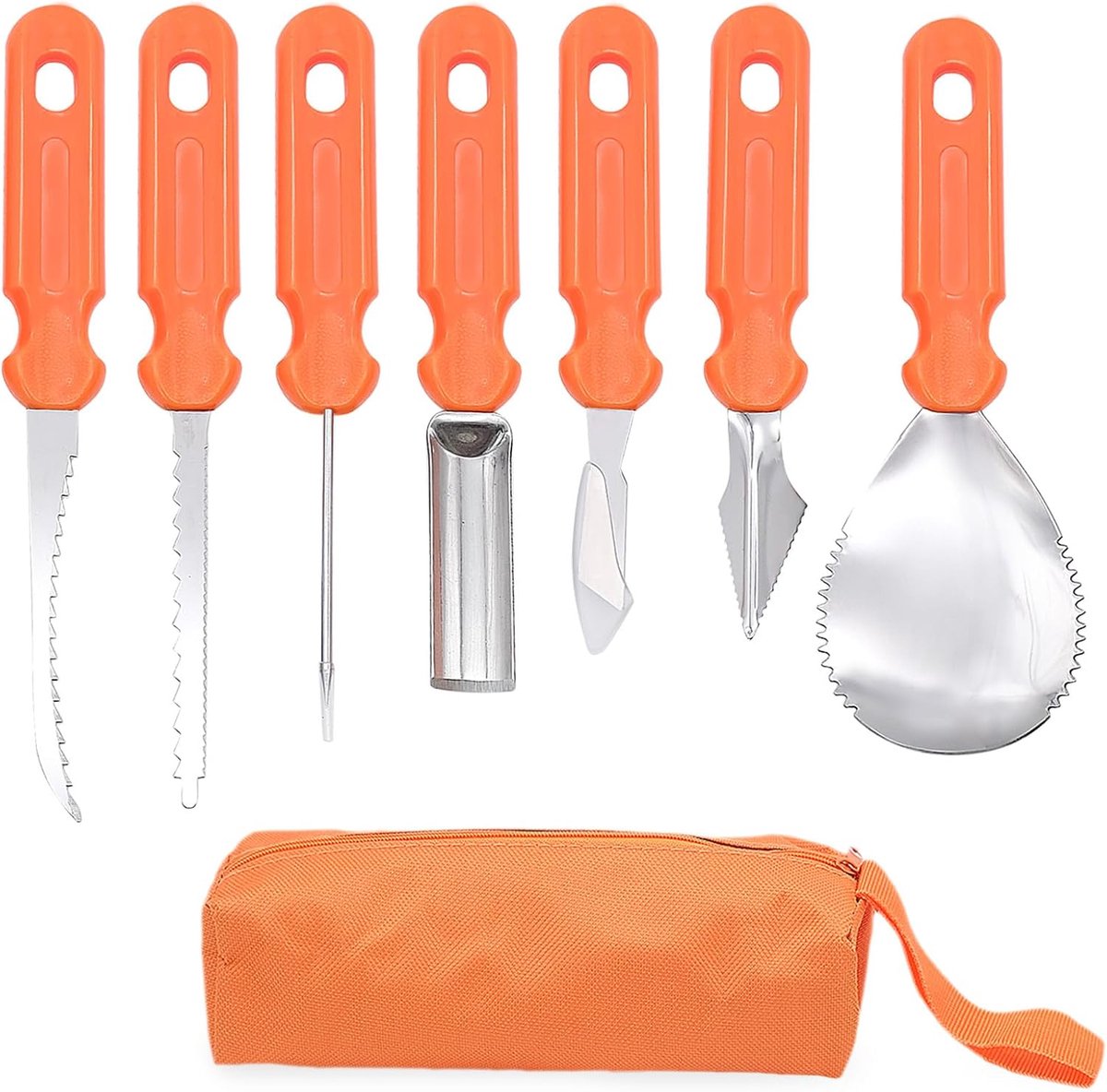 Pompoensnijset, 7 stuks pompoensnijset, doe-het-zelf Halloween decoratie, roestvrij staal, pompoen snijgereedschap voor kinderen en volwassenen