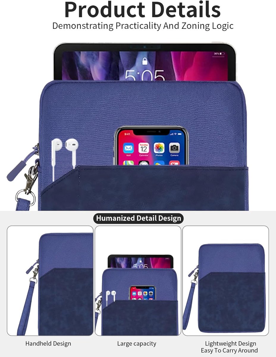 Tablethoes voor BOOX Note Air5 C, 10,3 inch, volledige bescherming, toergy waterafstotend, licht en draagbaar, blauw