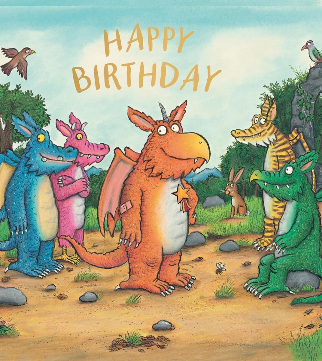 Verjaardagskaart - Officiële verjaardagskaart voor kinderen van Julia Donaldson & Axel Scheffler | Kaarten met draakthema voor kinderen