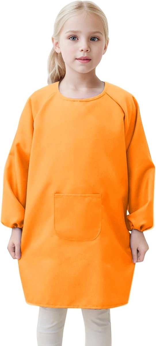 Generisch Malerkittel Kinder, Malkittel Kinder 2-12 Jahre, Malschürze Kinder, Bastelschürze Kinder mit Ärmeln und Taschen, Schürze Schule Mädchen für Basteln Malen Backen Kochen