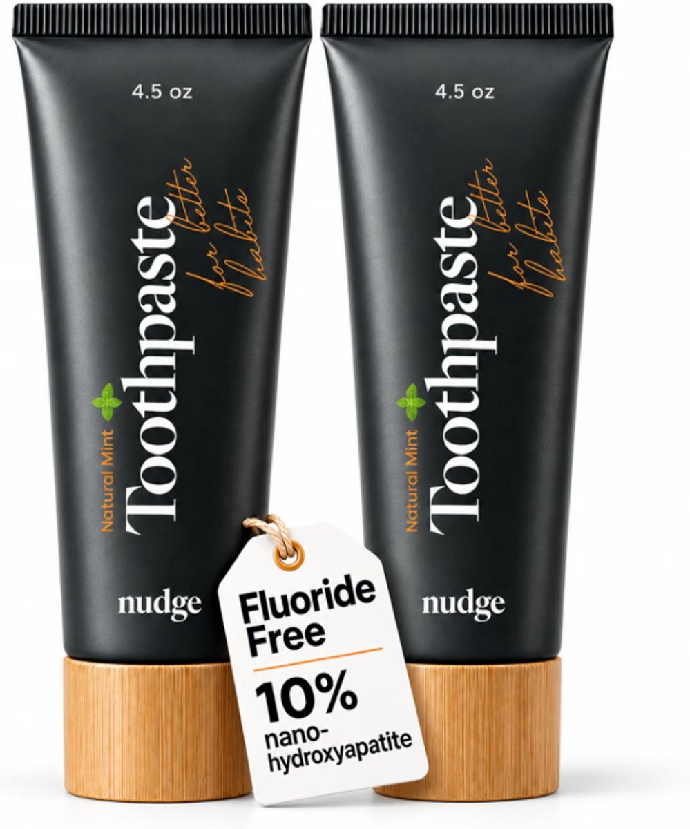 Nudge 10% Nano Hydroxyapatite Tandpasta – Fluoridevrij & SLS Vrij – Natuurlijk Wittere Tanden – Mint – 4.5 oz (2 pack)