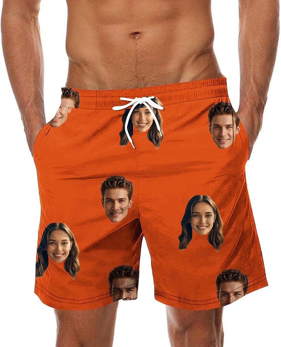 Generisch Badehose Personalisiert Herren - Badeshorts mit Gesicht Foto Bedrucken Lassen, Badehosen Lustig Männer Lustige Hawaii Swimming Shorts Lang Sommer Schwimmhose Schnelltrocknend