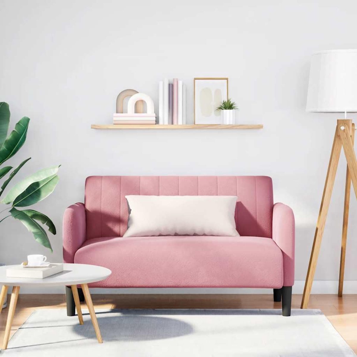 Fluwelen stof roze 109 cm woonkamer roze met schuimrubberen veerkern en stabiele multiplex armleuningen voor comfort en stabiliteit