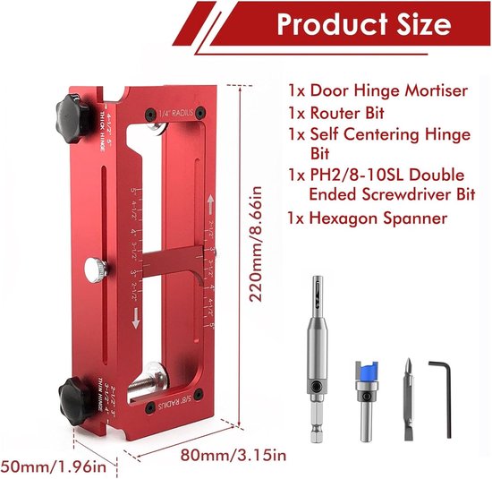 Jig Lock Installatiekit, Aluminiumlegering met Antislip Siliconen Pads Router Jig voor 2,5-5 in Scharnieren Compleet Deurscharniergereedschap voor Liefhebbers — afbeelding 5