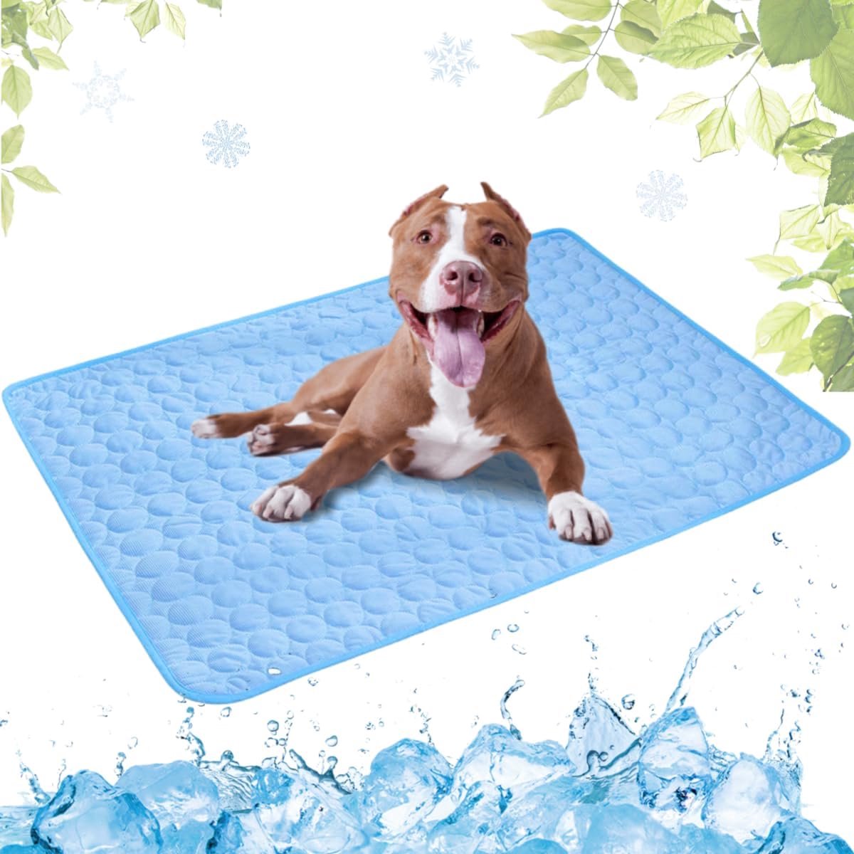 Koelmat voor Hond, Zelfkoel Hondenmat, Kat Koelmat, Niet-toxisch Huisdier Zelfkoelende Pad, Wasbaar Hondenkoelmat voor Honden en Katten in Hete Zomer Ontspannen(Blauw,55x70cm)