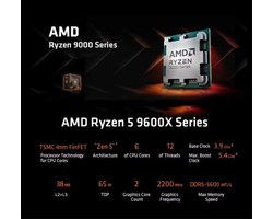 Desktopprocessor 6-Core 5,4 GHz - 65W TDP - DDR5 Ondersteuning - Socket AM5 - Voor Gamen