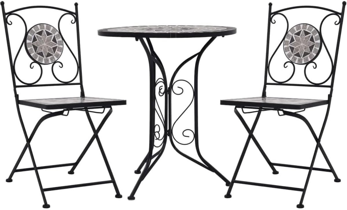 Tuinmeubelen set terras meubels buiten 3-delig bistroset mozaïek keramiek grijs