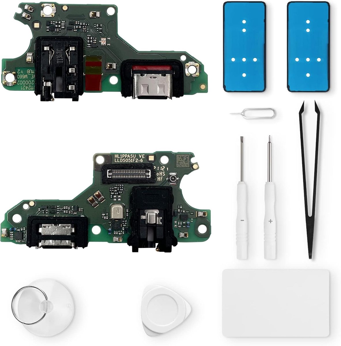 Vervanging voor Huawei P Smart 2021 Oplaadpoort USB Oplaadaansluiting Microfoon Hoofdtelefoonaansluiting met Reparatieset