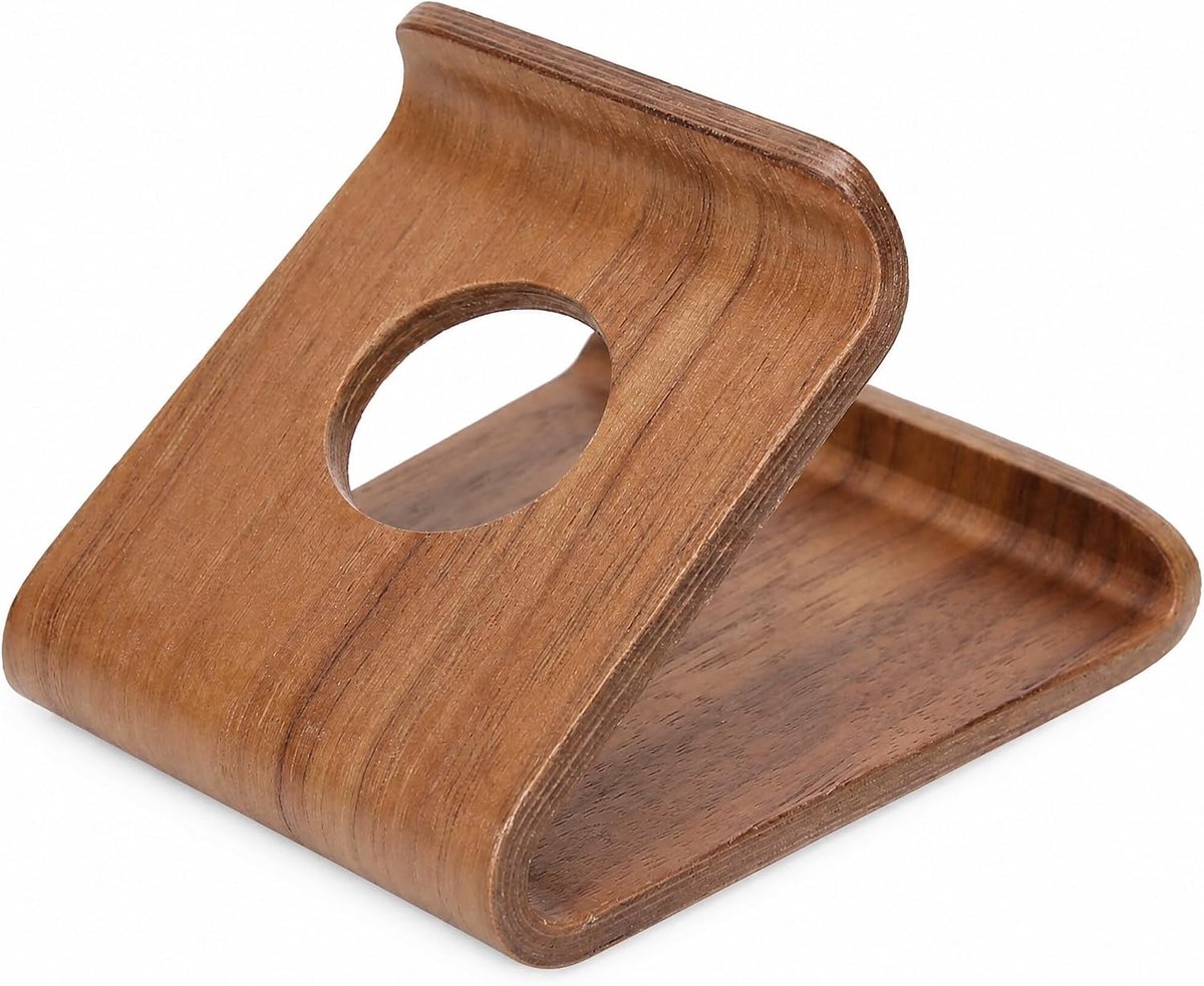 Dubbelzijdig Notenhout Desktop-tablet-pc-houder Mobiele Telefoonstandaard Beugelaccessoire (walnoot kleur)