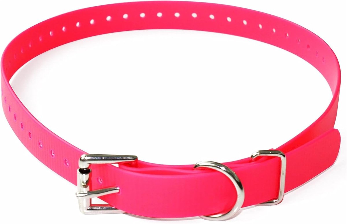 Biothane Hondenhalsband, waterdicht, geurloos, metalen gesp en D-ring verstelbaar, voor individuele pasvorm, koel en comfortabel, voor kleine, middelgrote of grote honden, 7,5 cm, roze
