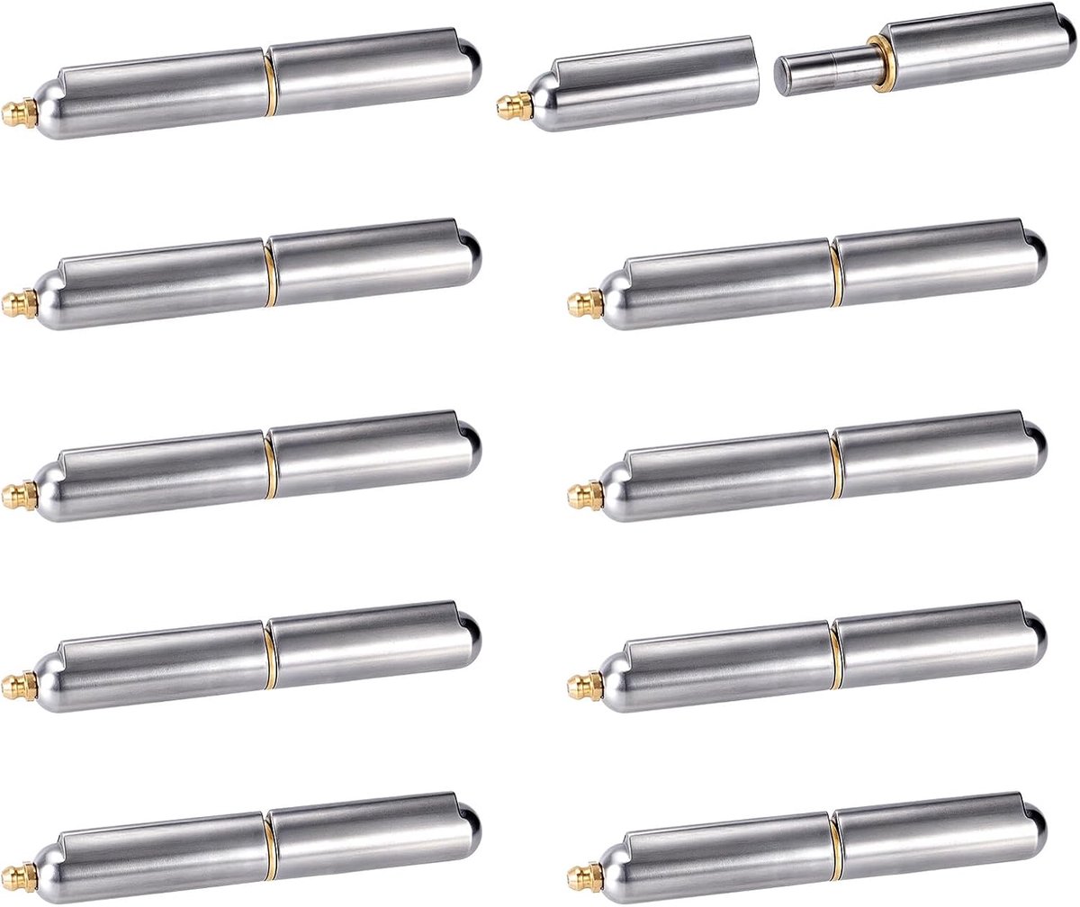 10 stuks BBQ-rookovenscharnieren voor lassen, druppelvorm, 120 mm x 20 mm, zeer belastbare, lasbare vatscharnieren met messing schijf, veelzijdig inzetbare stalen deurscharnieren