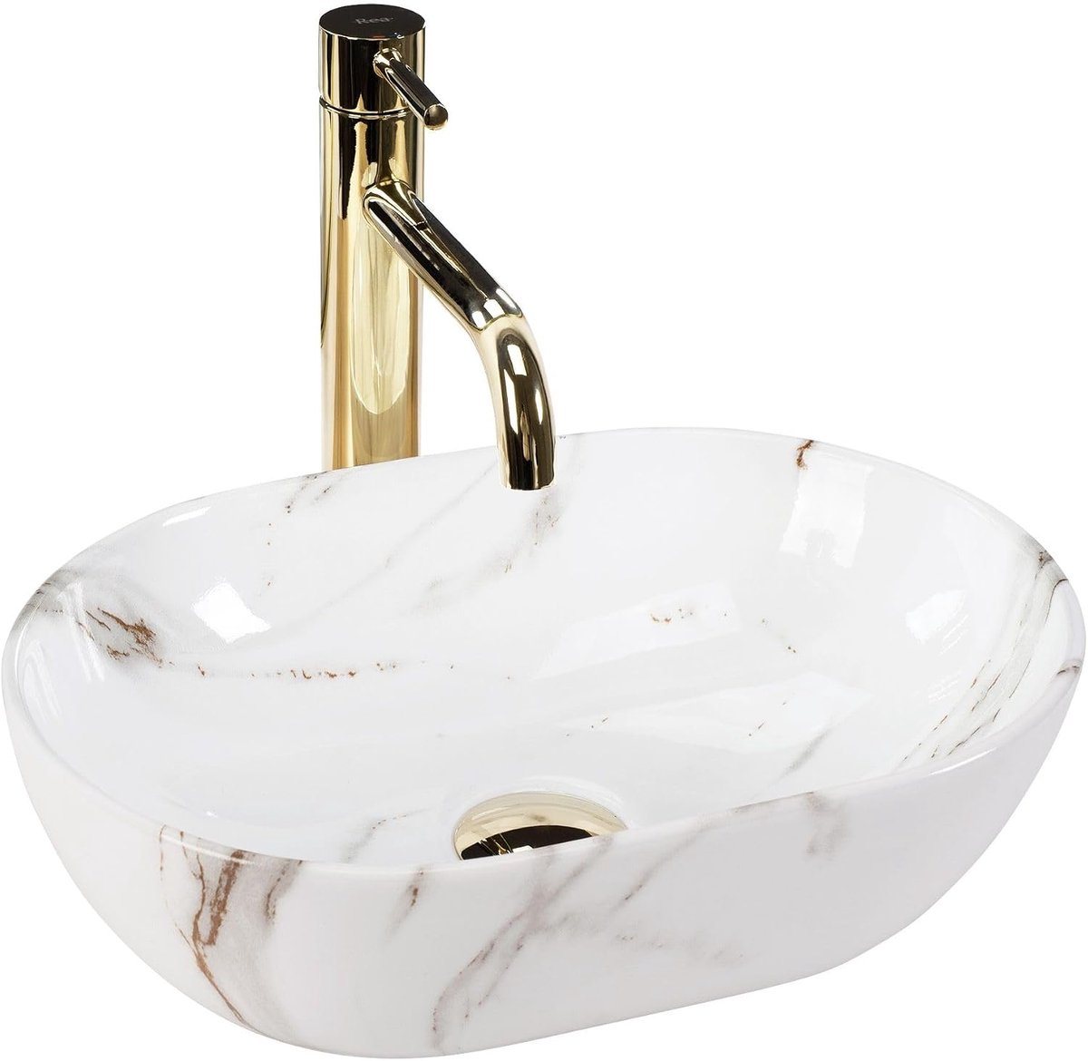 U9107, Wastafel op aanrecht AMELIA MINI SHINY AIAX, Stone