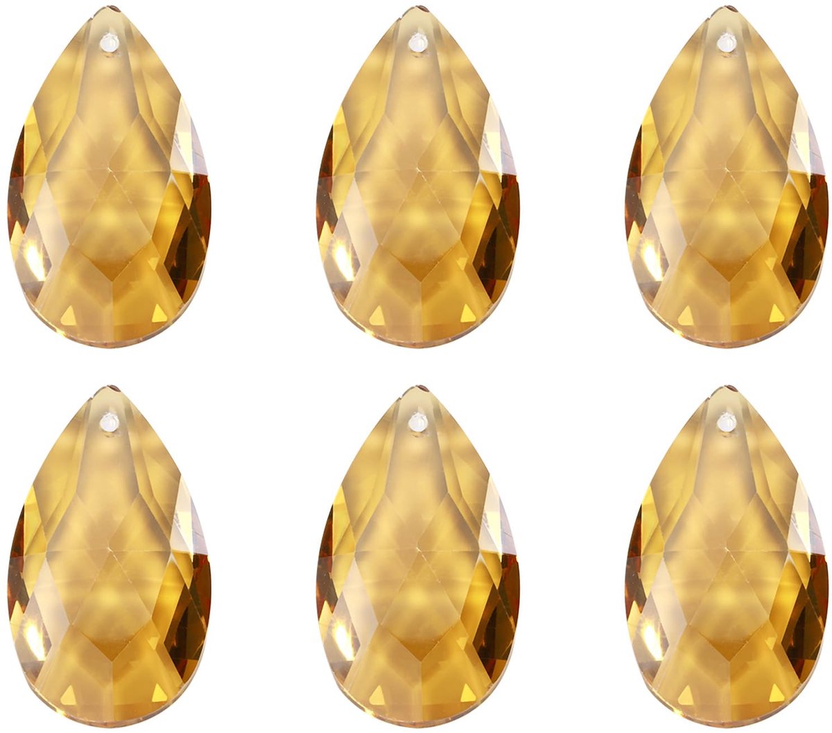 K9 Kristallen Druppelhangers - Prisma Onderdelen voor Kroonluchters & DIY Decoratie - Vergulde Goudkleur - 6 Stuks 38 mm