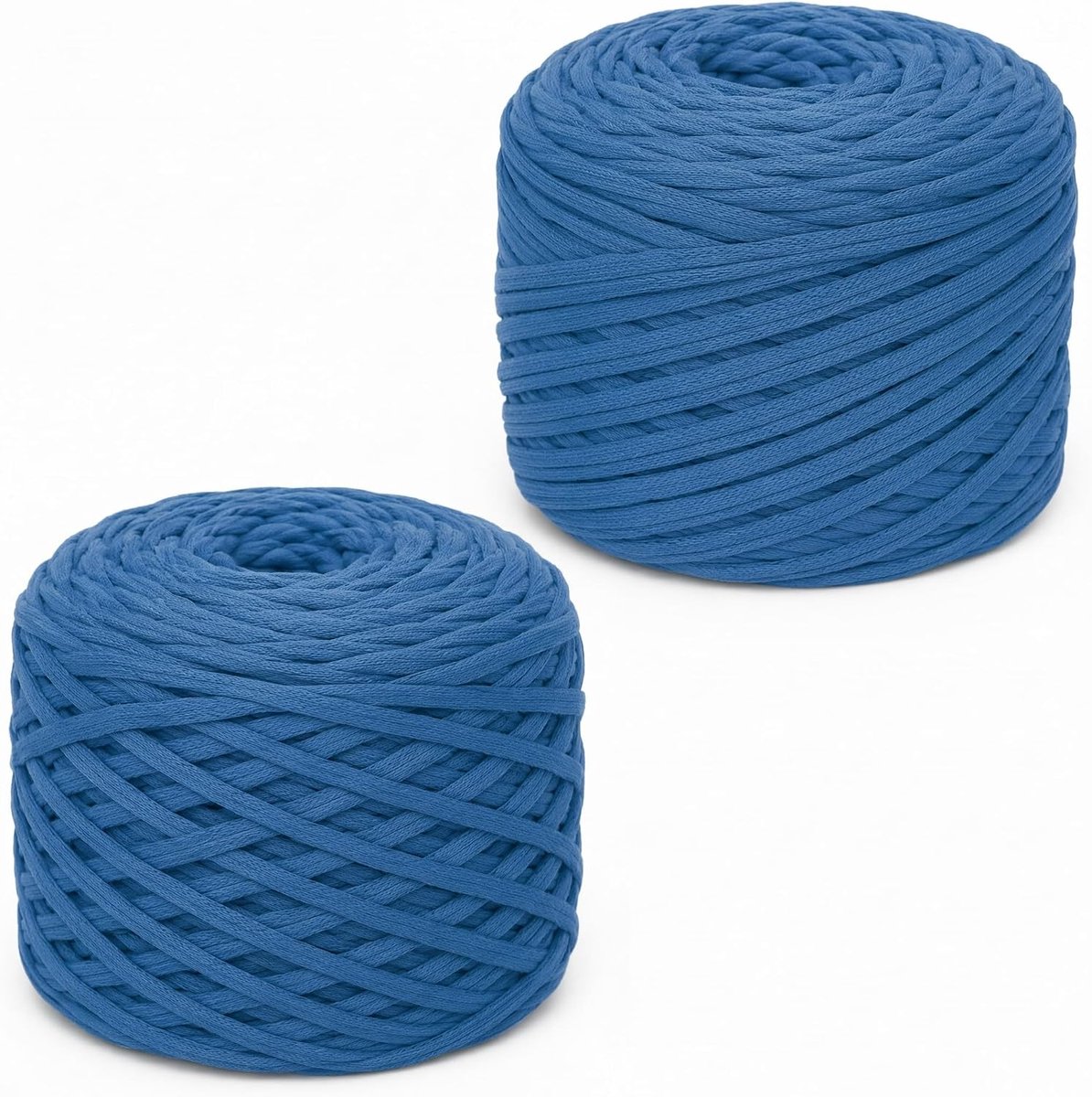Set van 2 x 285 g, gehaakte garen, grof garen voor handbreien, stoffen strook, wollen garen voor tassen, manden, dekens en doe-het-zelf woondecoratie, 285 g per rol, dikke wol (denimblauw)