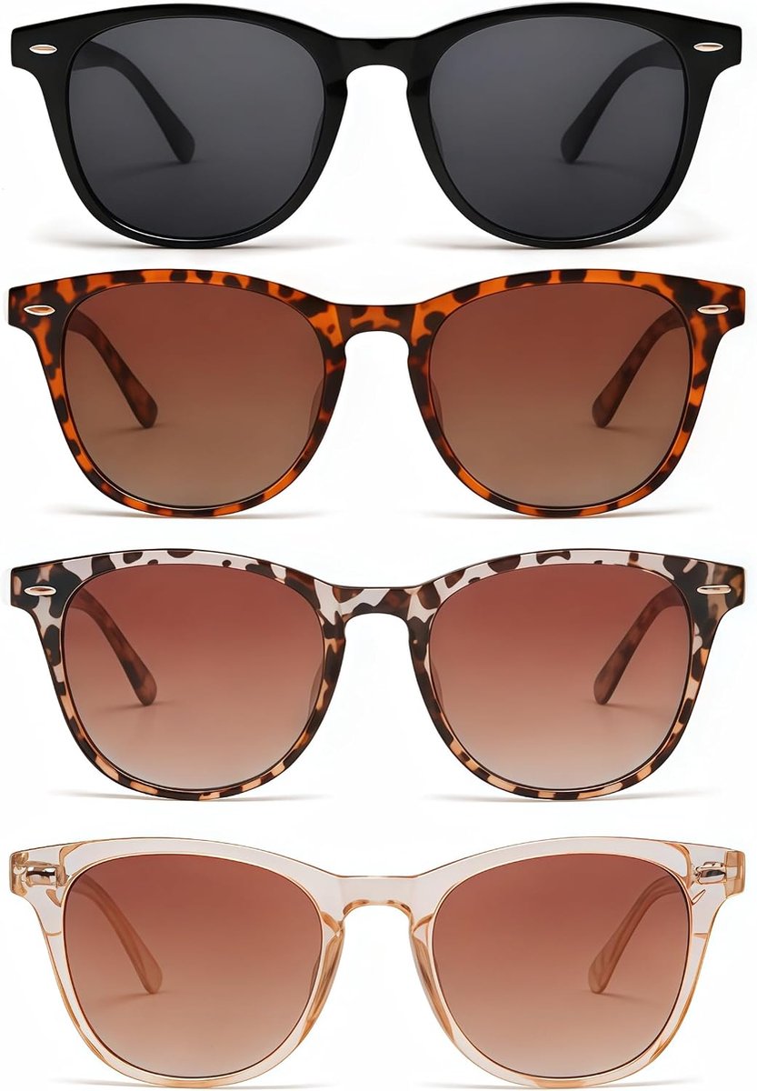4 paar zonnebril voor vrouwen retro vintage vierkant frame dames zonnebril UV400 bescherming trendy tinten
