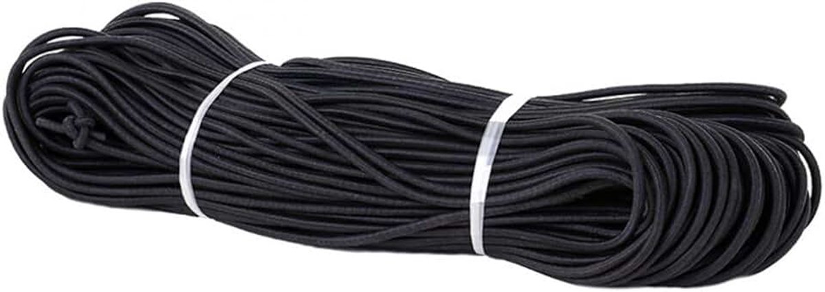 Rubberen kabel m. draadhaken voor net 2x3. 11 m lang.