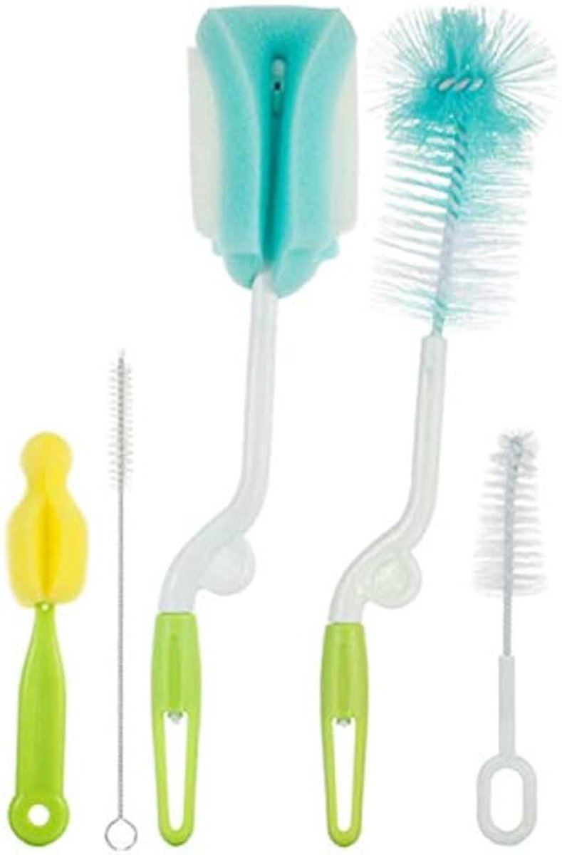 5 stks/set Flespenseel Plastic Sponge borstel baby Melk Glas Water Cup Reiniging Voeding Fles Baby Fles Borstels