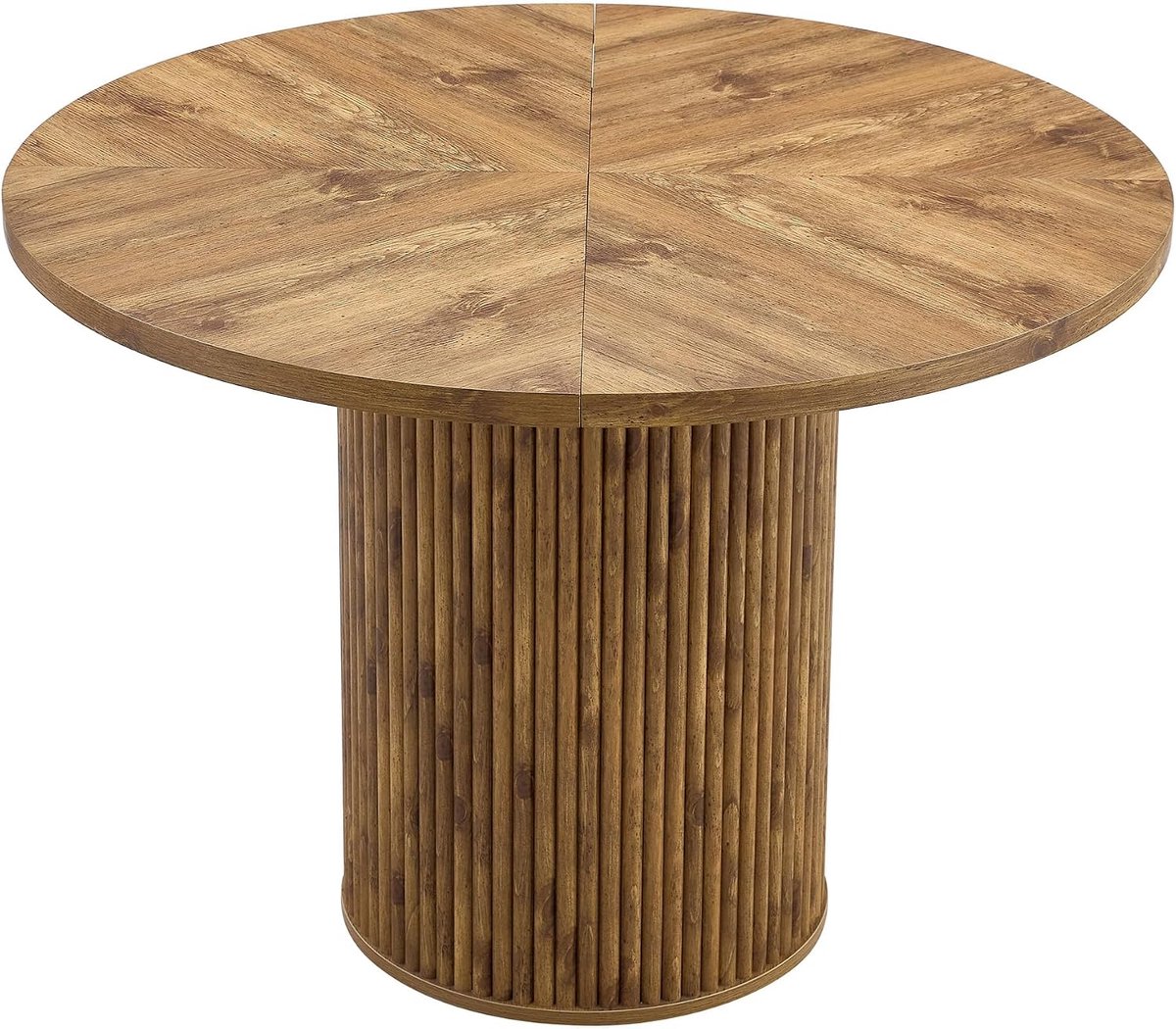 Eettafel, 100 cm, voor 4-6 personen, MDF, stabiel tafelblad met 4 segmenten in houtlook, moderne keukentafel voor eetkamer en kleine ruimtes (MDF + metaal, hout)