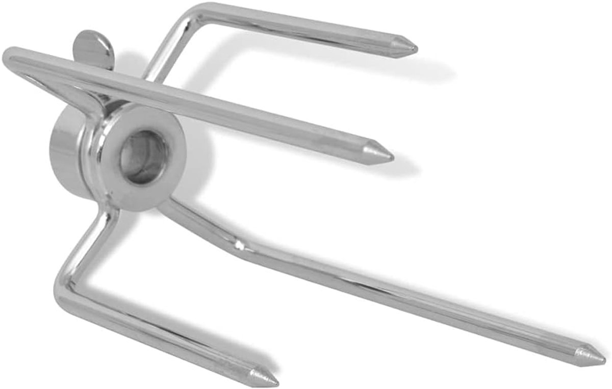 Set van 2 grillspiesen, grillvorken van verchroomd staal, diameter 8-11 mm, vleesvorken met 4 tanden en borgschroeven