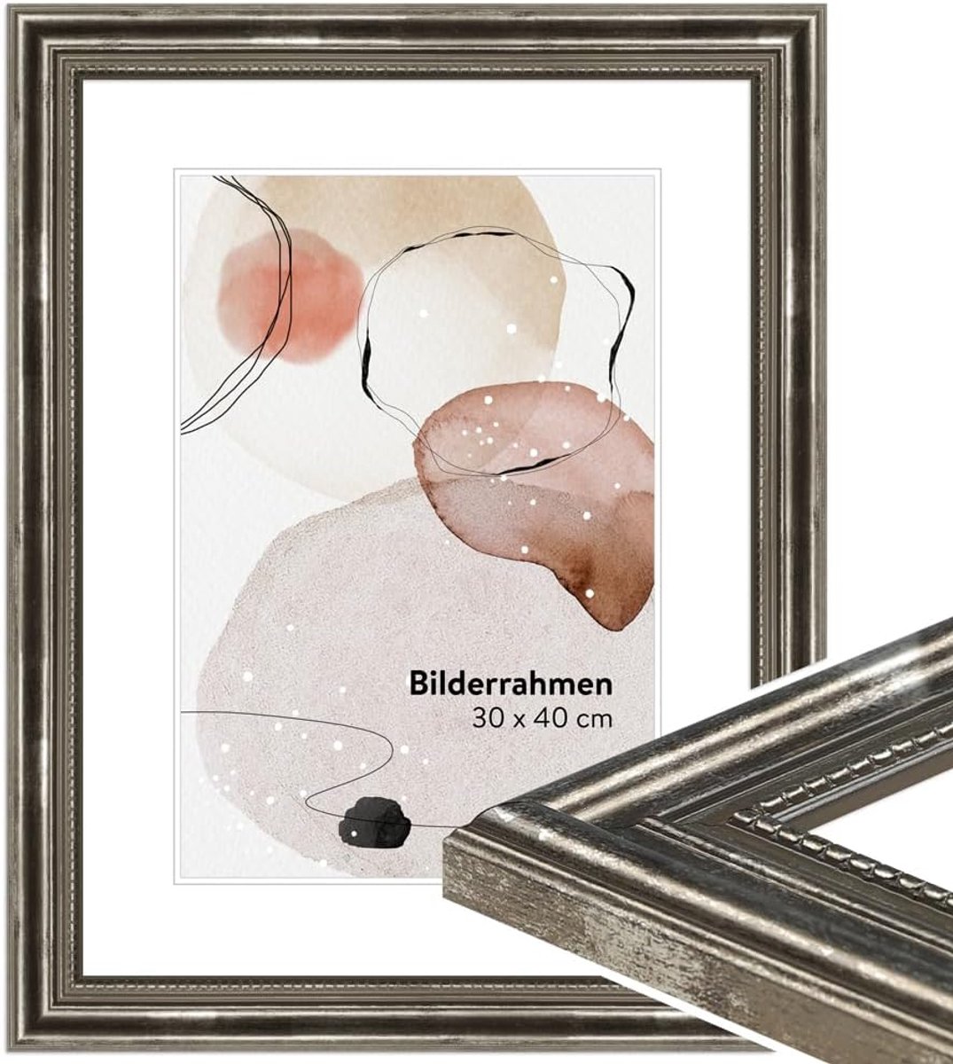 fotolijst zilver hout, fotolijst 10x10 cm, frame barok stijl