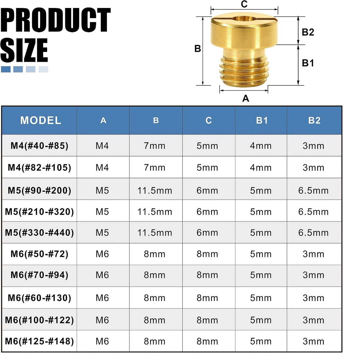 M6 Carburateur mondstukken 6 mm 60,65,70,75,80,85,90,95,100,105,110,115,120,125,130 voor scooter, motorfiets, bromfiets, 15 stuks