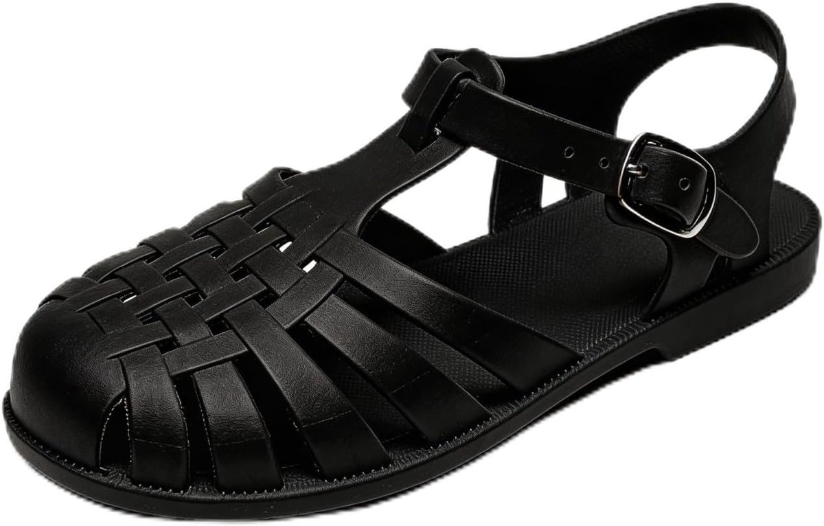 Leroy Dames-PVC-Sandalen met Gesloten Teen, Antislip-Jellyschoenen voor op het Strand, Verstelbare Sluitstrip