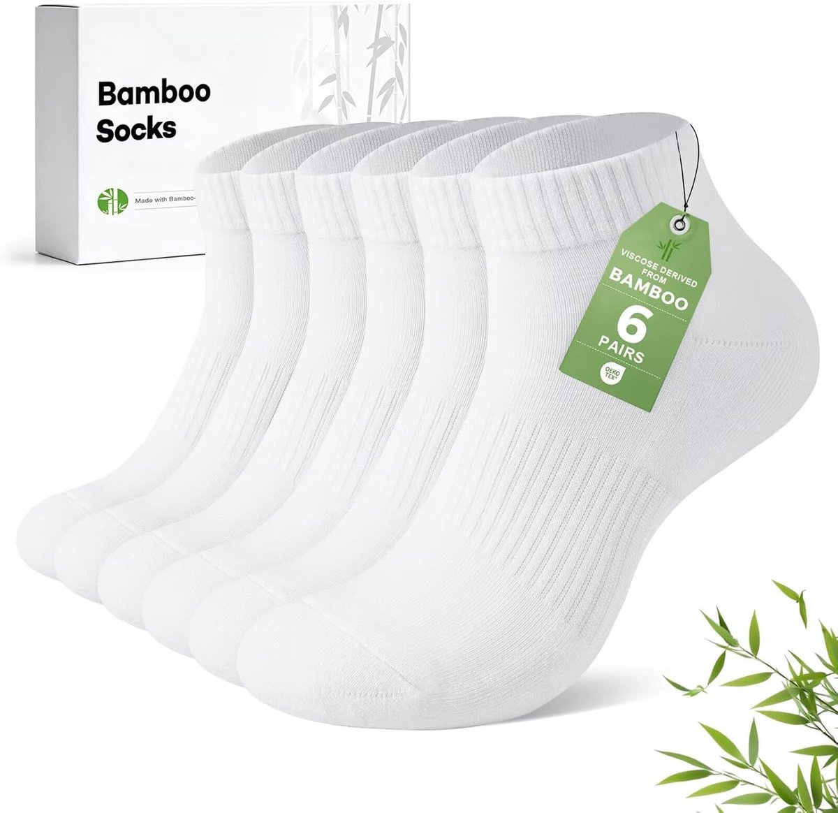 Sokken Bamboe, 6/12 Paar, Gedempt, Ademend, Uniseks