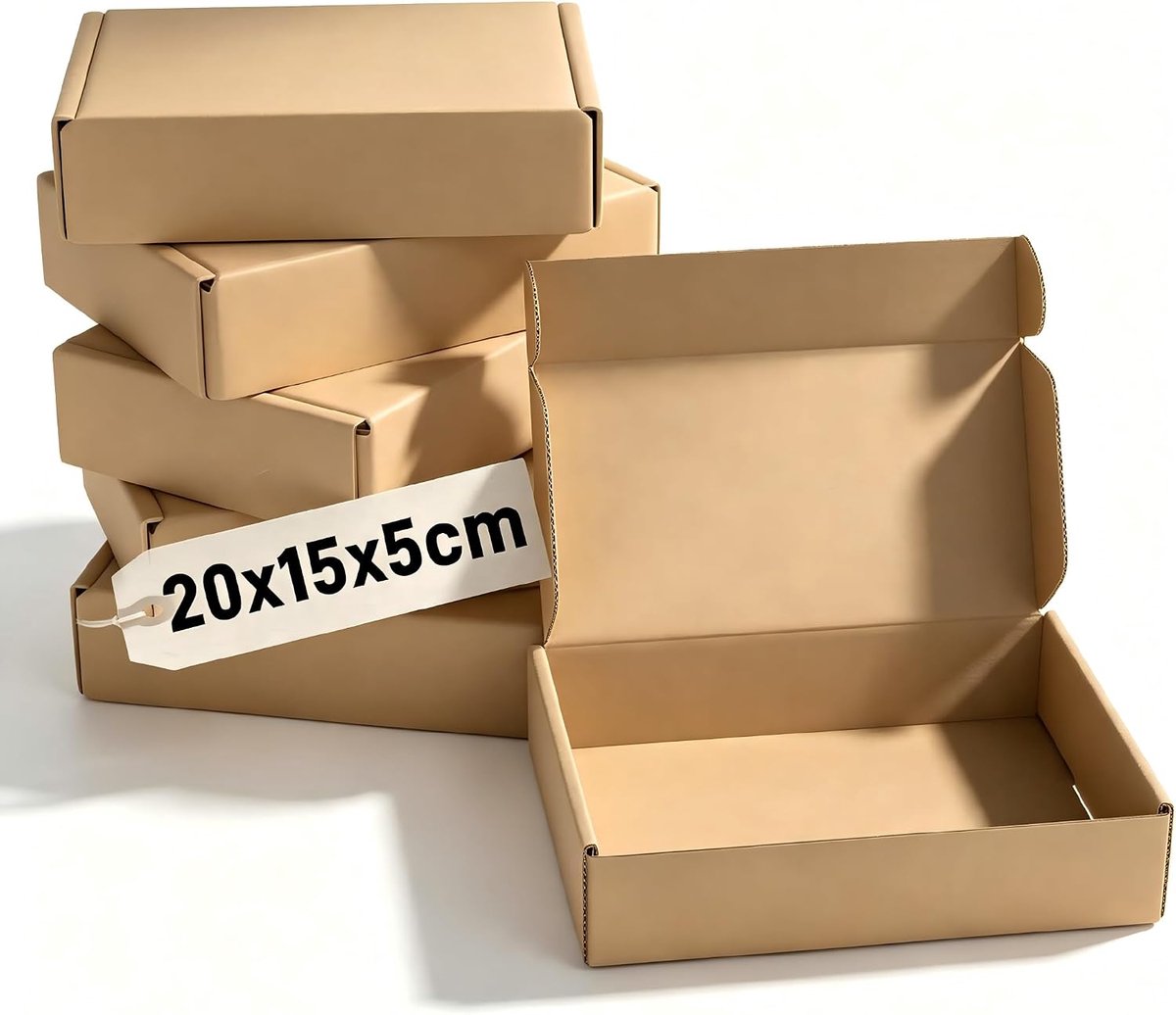 Verzenddozen 20 x 15 x 5 cm, 80 stuks robuuste dozen