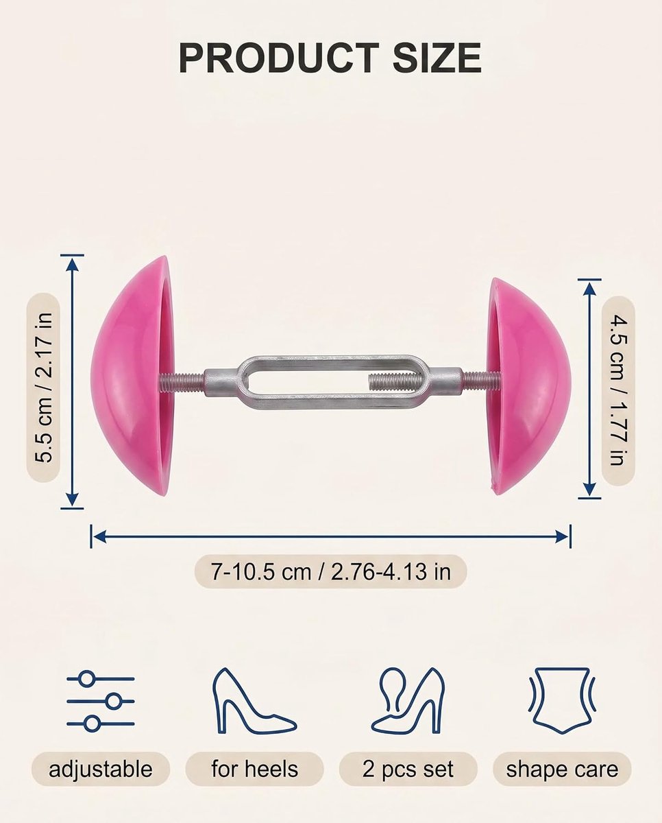 Schoenspanners, 1 paar, roze, verstelbare schoenspanners voor hoge hakken, universele oplossing voor zacht en uitrekken, zonder het materiaal te beschadigen