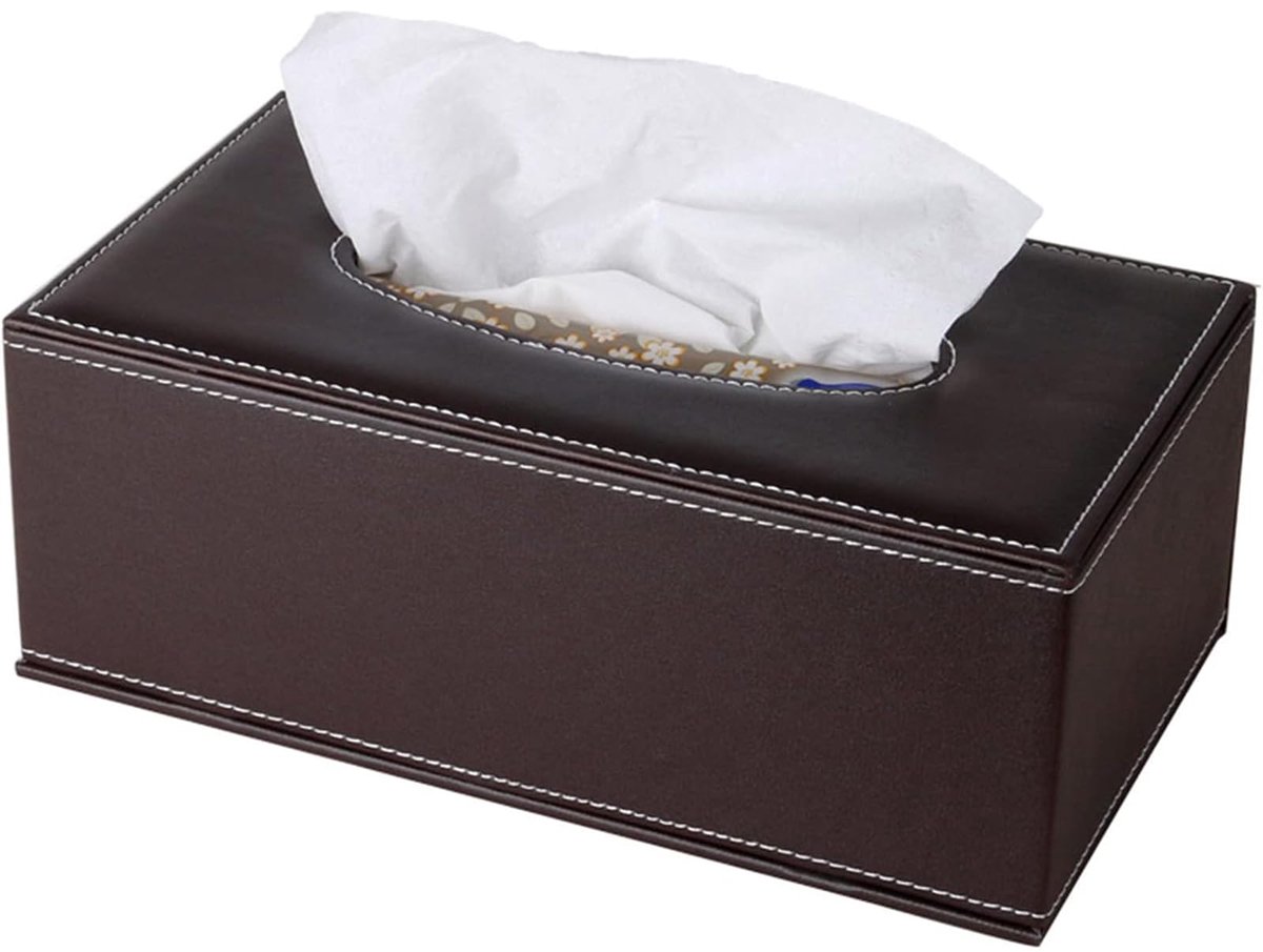 Famanu Doos voor cosmeticadoekjes, rechthoekig, met magnetische afdekking, voor eetkamer, badkamer, slaapkamer, kantoor, salontafel, autodecoratie, bruin