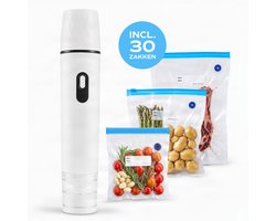 Anaví Vacumeermachine Oplaadbaar - Vacuümmachine met 30 Vacumeerzakken - Compact - Krachtige Zuigkracht - Stille Werking