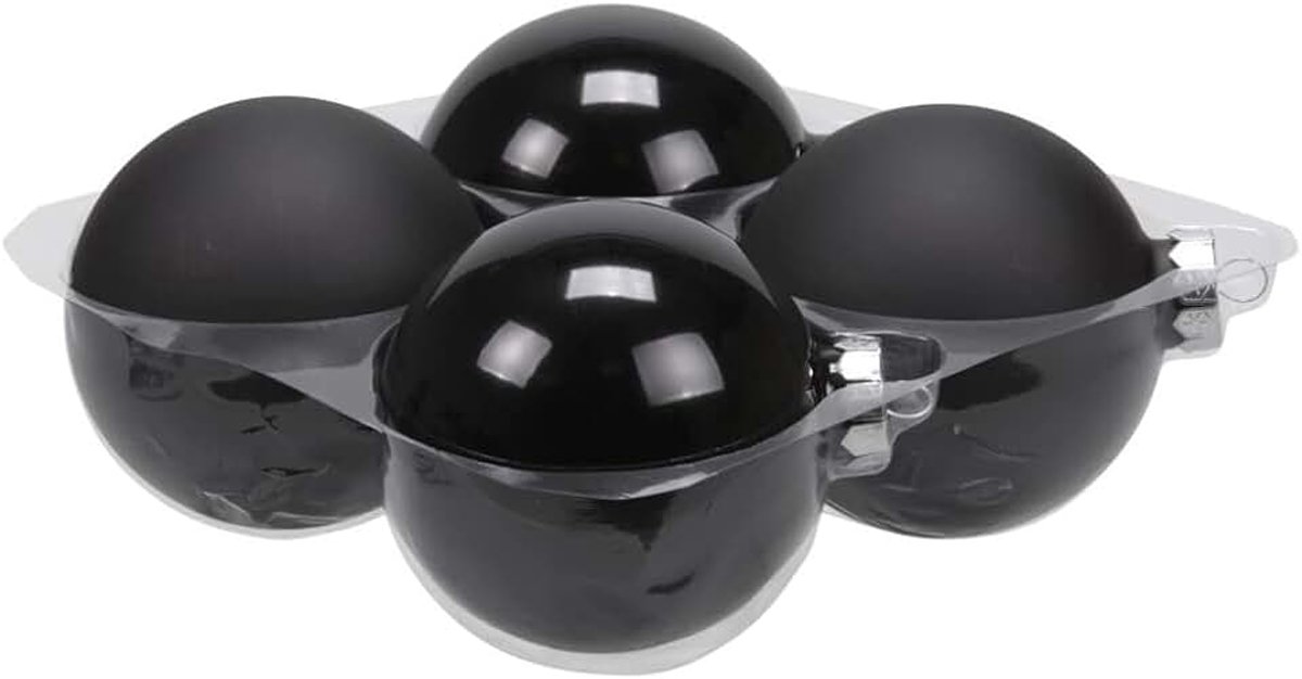 Kerstballen zwart van glas - 10 cm - mat/glans - Kerstboomversiering