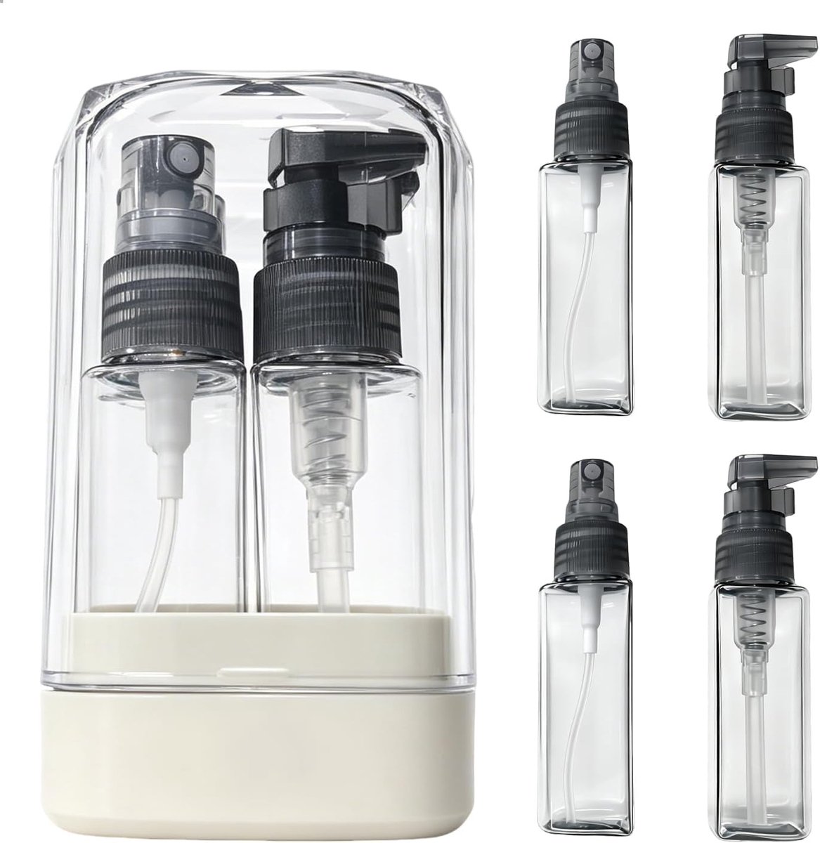 Reisset om te vullen, draagbare lekvrije reiscontainer om te vullen met etiket voor shampoo, douchegel, lotion en cosmetica, inclusief spuitflessen en lotionflessen, navulbaar