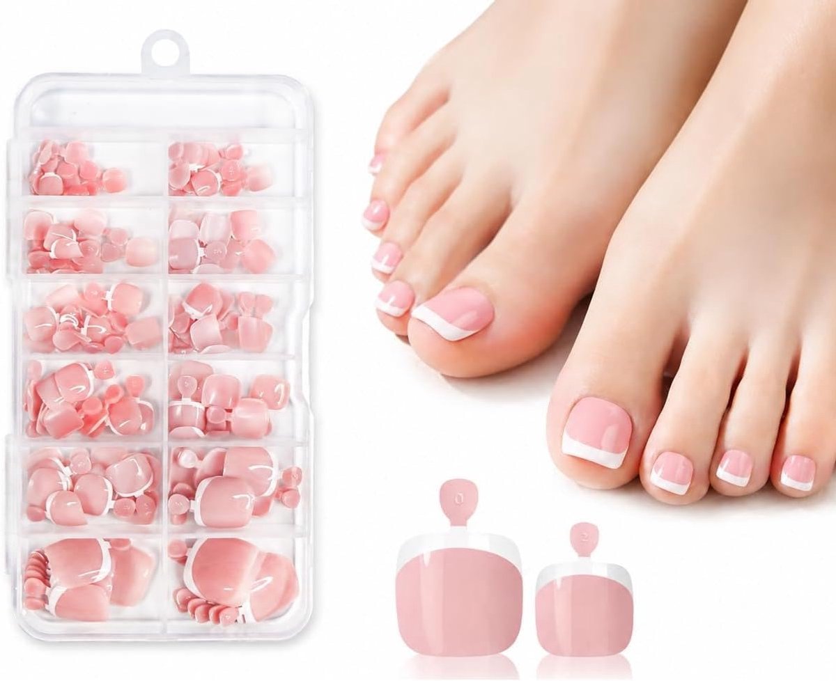 120 stuks valse teennagels om op te plakken, nude roze, 12 maten, Franse kunstteennagels, volledige dekking, natuurlijke nepnagels voor dames