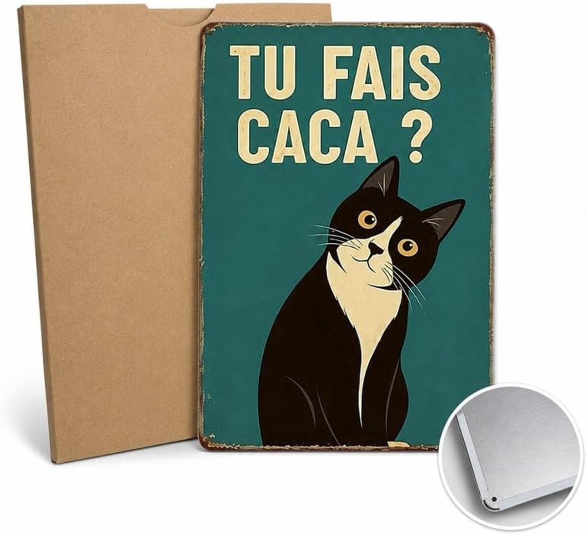 bord, 20x30cm witblik kattenmotief met envelop wanddecoratie