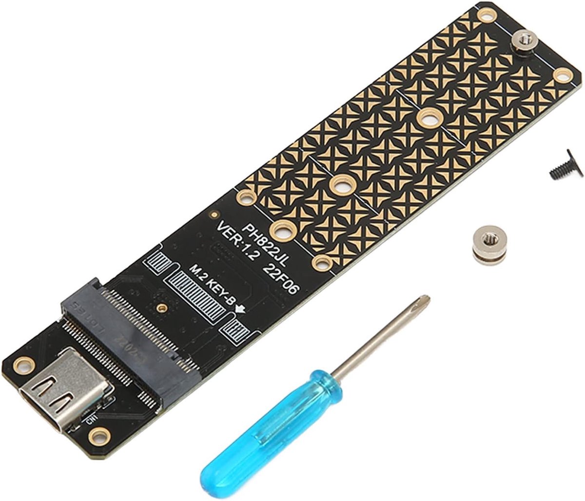 Naar USB-adapter, NGFF M.2 Bkey SATA Harde Schijf SSD Naar USB3.1 Type C 10 Gbps Adapterkaart, USB 3.1 Gen 2 Bridge-chip, Ondersteuning voor 2230/2242/2260/2280 SSD-formaat