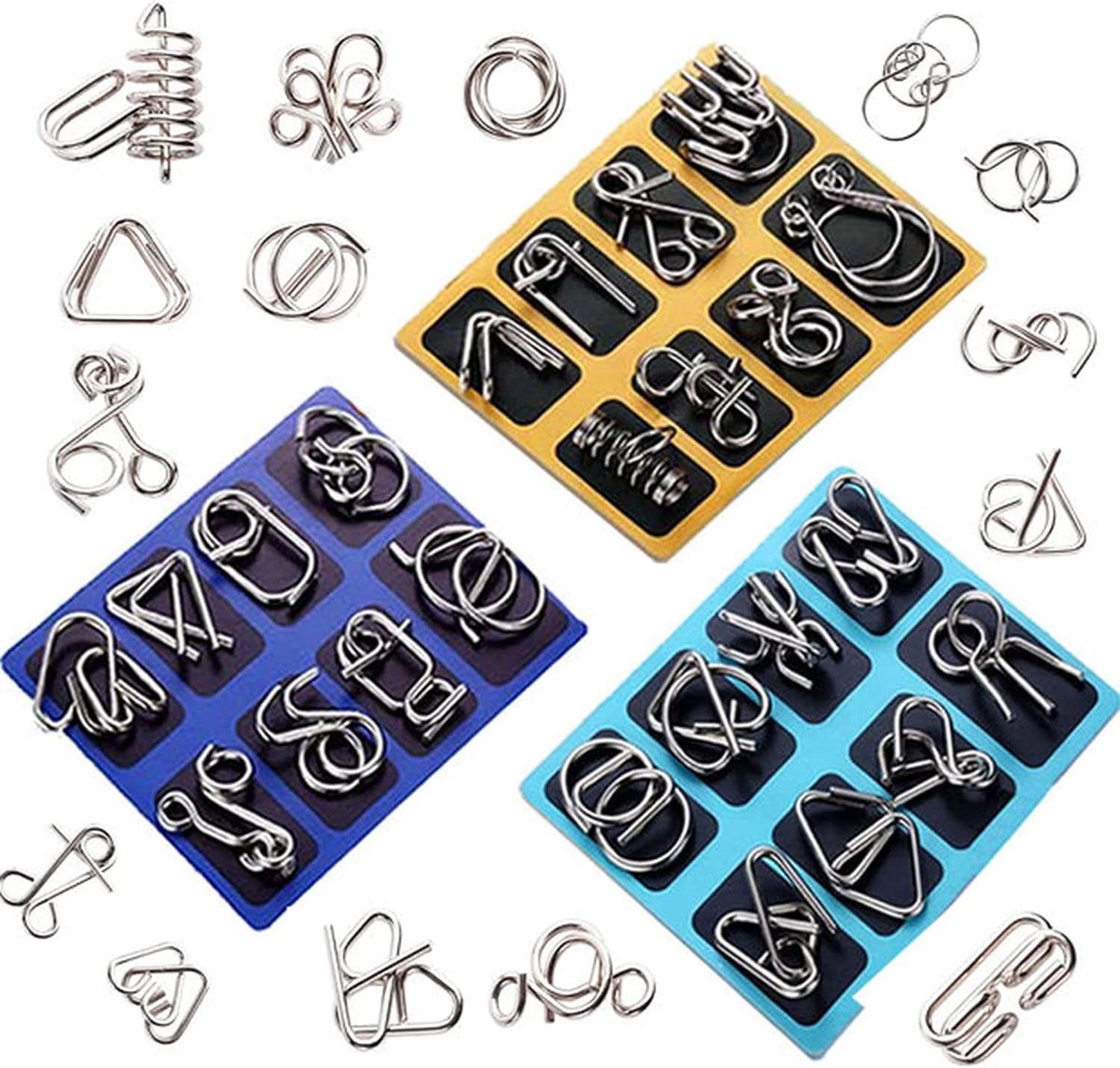 24 Stuks Metal Puzzles Set, Metalen Puzzel Lock Breinbreker Toys Hersenkraker Denkspel Draadspel Geduldspel IQ Brain Teaser Educatief Intelligente Speelgoed Voor Kinderen Volwassenen