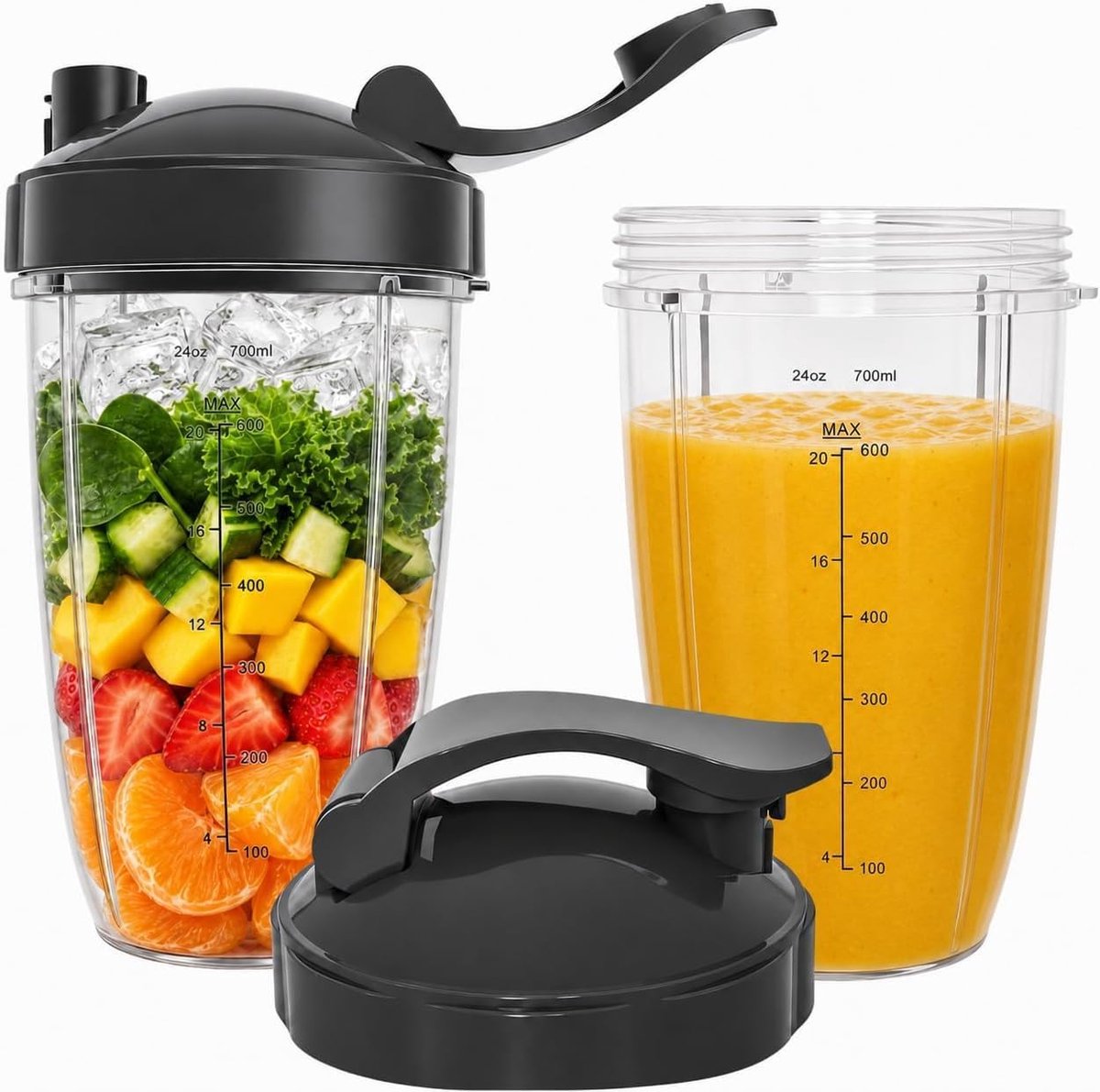 Blender Compatibel met Nutribullet 600W en 900W, 700ml Vervangbeker met To-Go Deksel, Accessoire voor High-Speed Mixer en Smoothie Maker