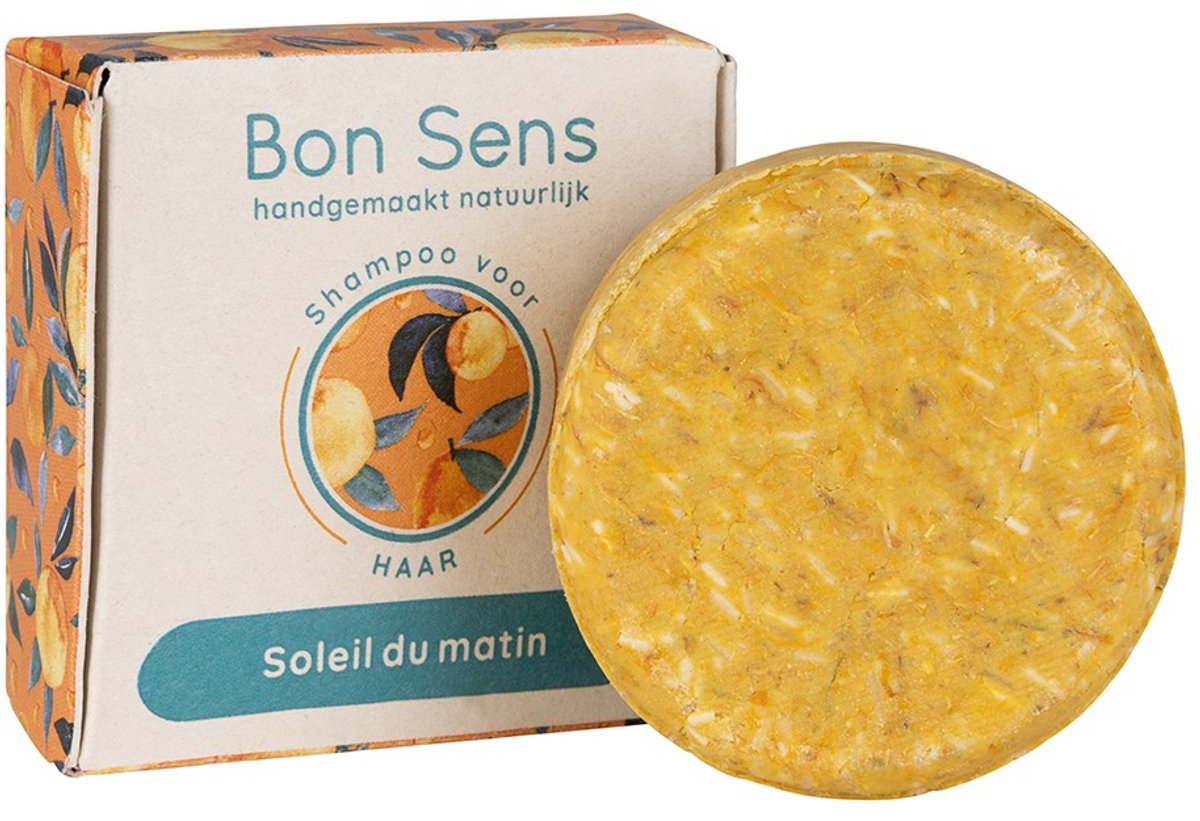 Le Bon Sens Shampoo bar Normaal Haar - Soleil du Matin 70 gram - sulfaatvrij, zonder siliconen, plasticvrij, vegan, biologisch afbreekbaar