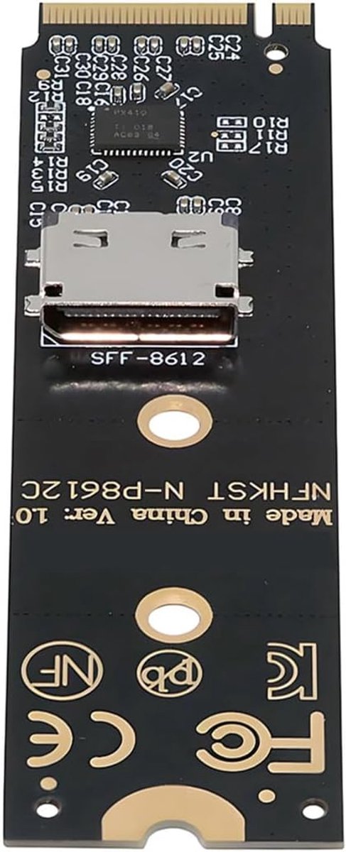 2280 PCI-E4.0 M.2 M-key NVME NGFF-Male naar Oculink SFF-8612 SFF-8611 hostadapter met lineaire herdriver voor U.2 SSD eGPU over lange kabellengtes