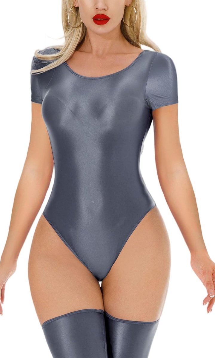 Bodysuit voor dames, glanzend, doorzichtig, sexy bodycon, lingerie, body voor nachtclub, party, EU S-L (Azië M-XL)