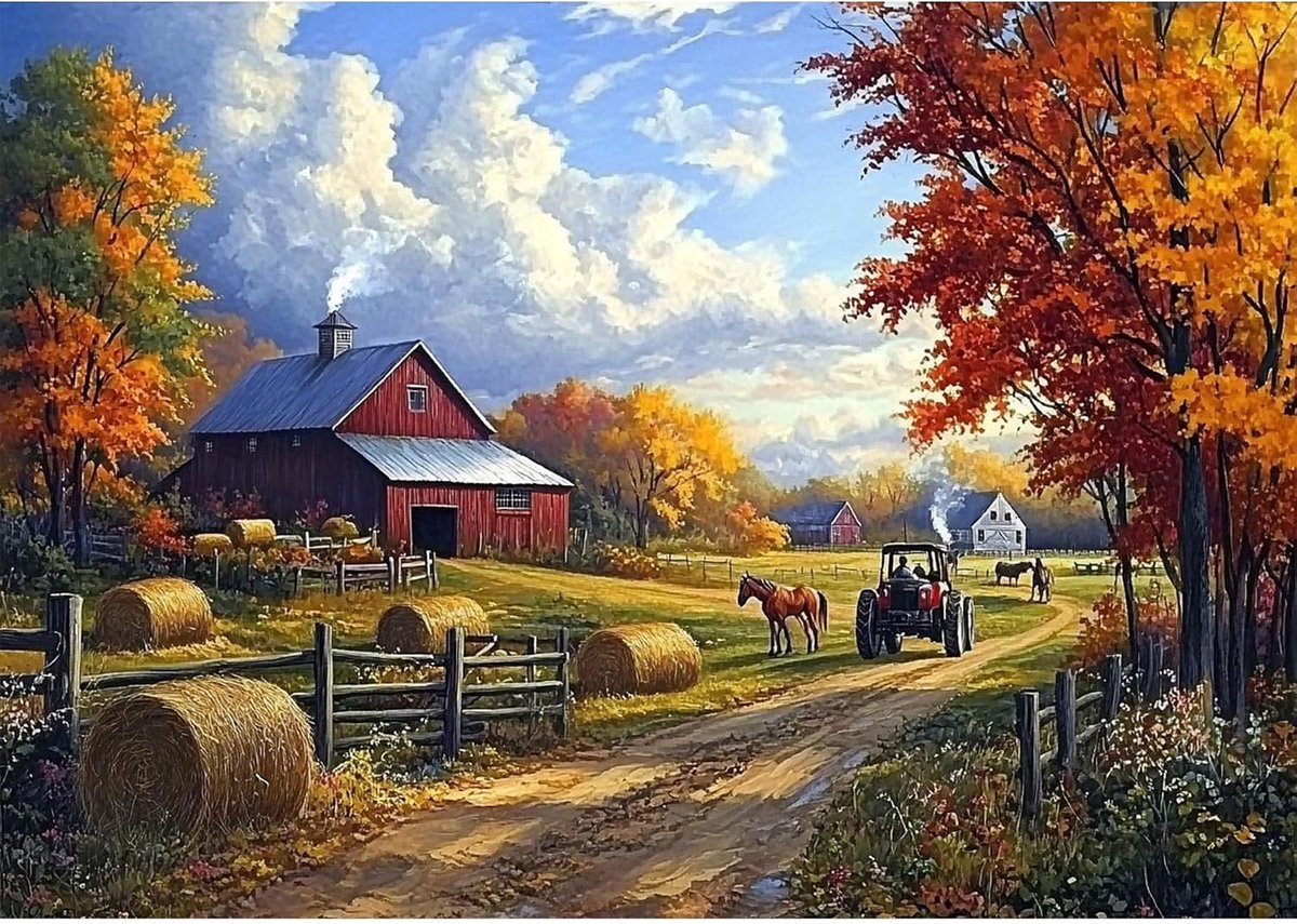 Diamantschilderij, landschap, bergboerderij, diamantkunst, schildersets voor volwassenen, volledige boor paard schilderij strass borduurwerk foto's voor beginners, woondecoratie 40x30 cm