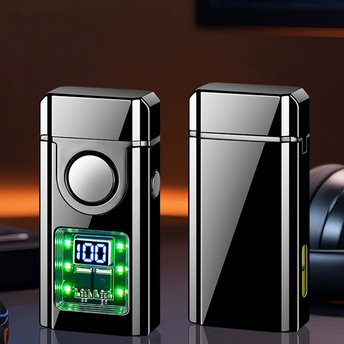 Aansteker Met Dubbele Vlam, LED-Display En USB-C-Aansluiting – Transparant Reservoir En Navulbaar Ontwerp Met Overlaadbeveiliging – Ideaal Cadeau Voor Mannen