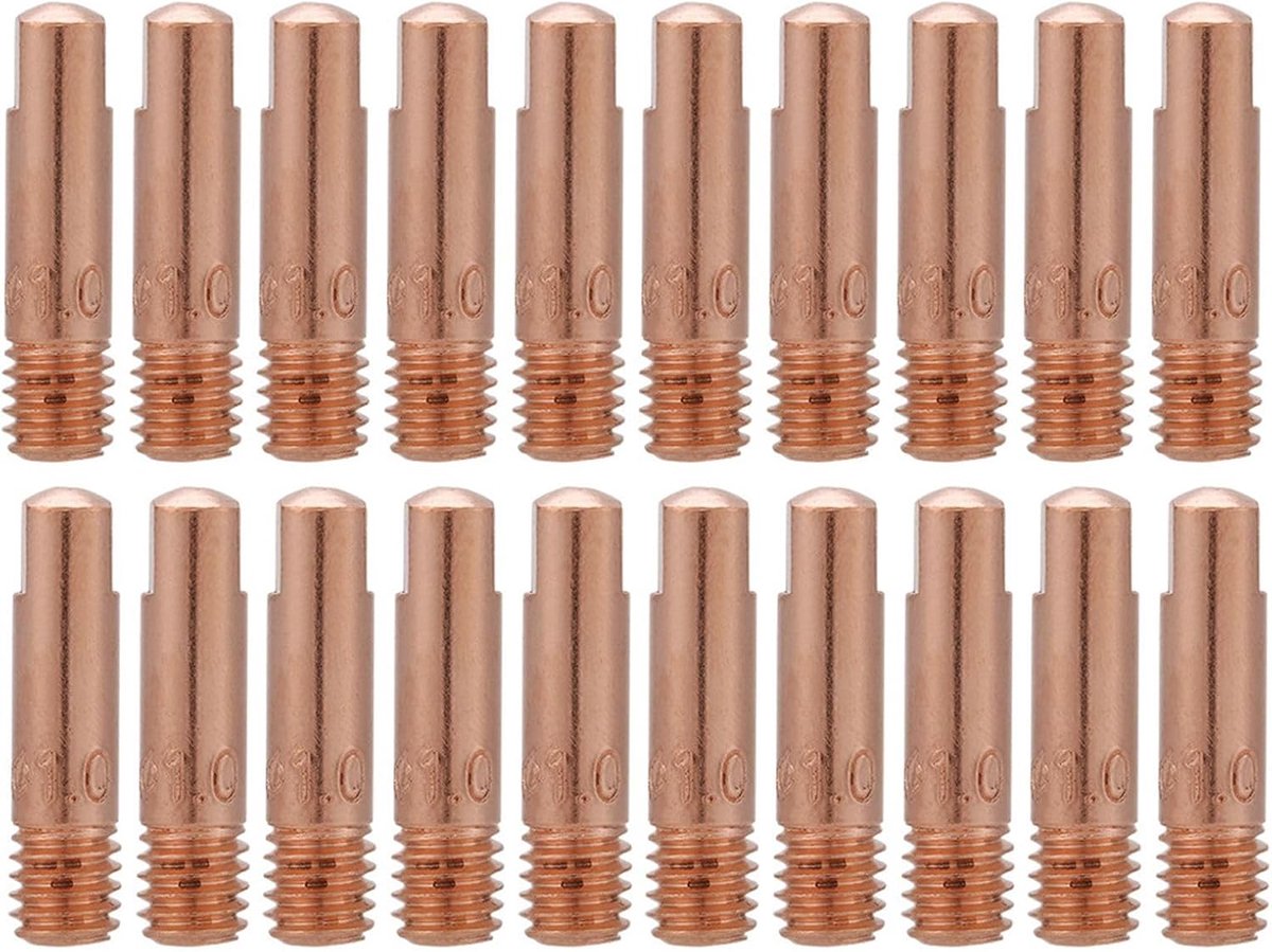 20 stuks koperen, contactpunten laspunten, 24KD lastoorts contacttip, voor 15 AK MIG/MAG lasbrander laspistool accessoires 1.0mm