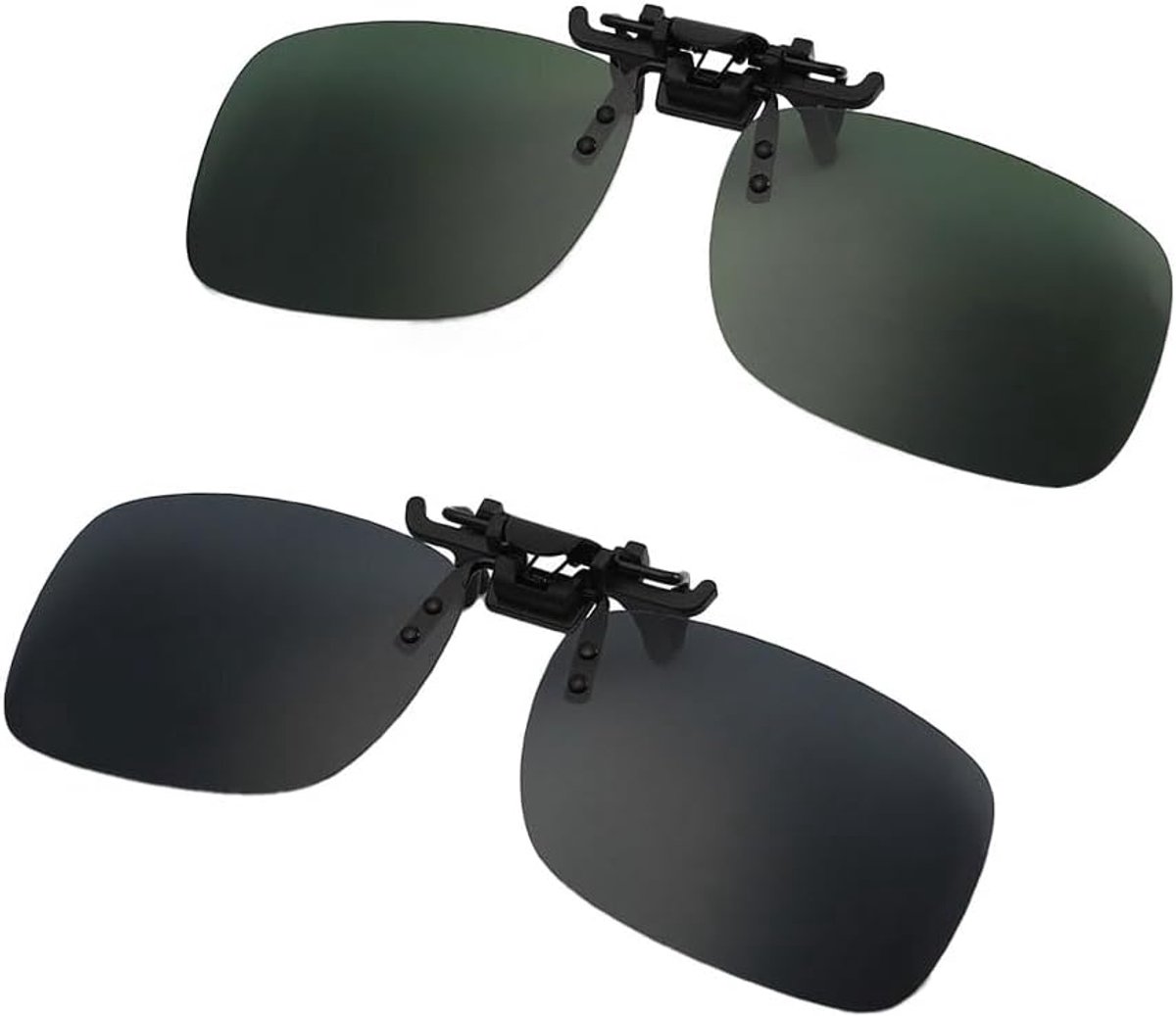 2 stuks zonnebril-opzetstuk bril om op te klikken, UV400 gepolariseerde zonnebrilclip, voor dames en heren, outdoor, autorijden, vissen