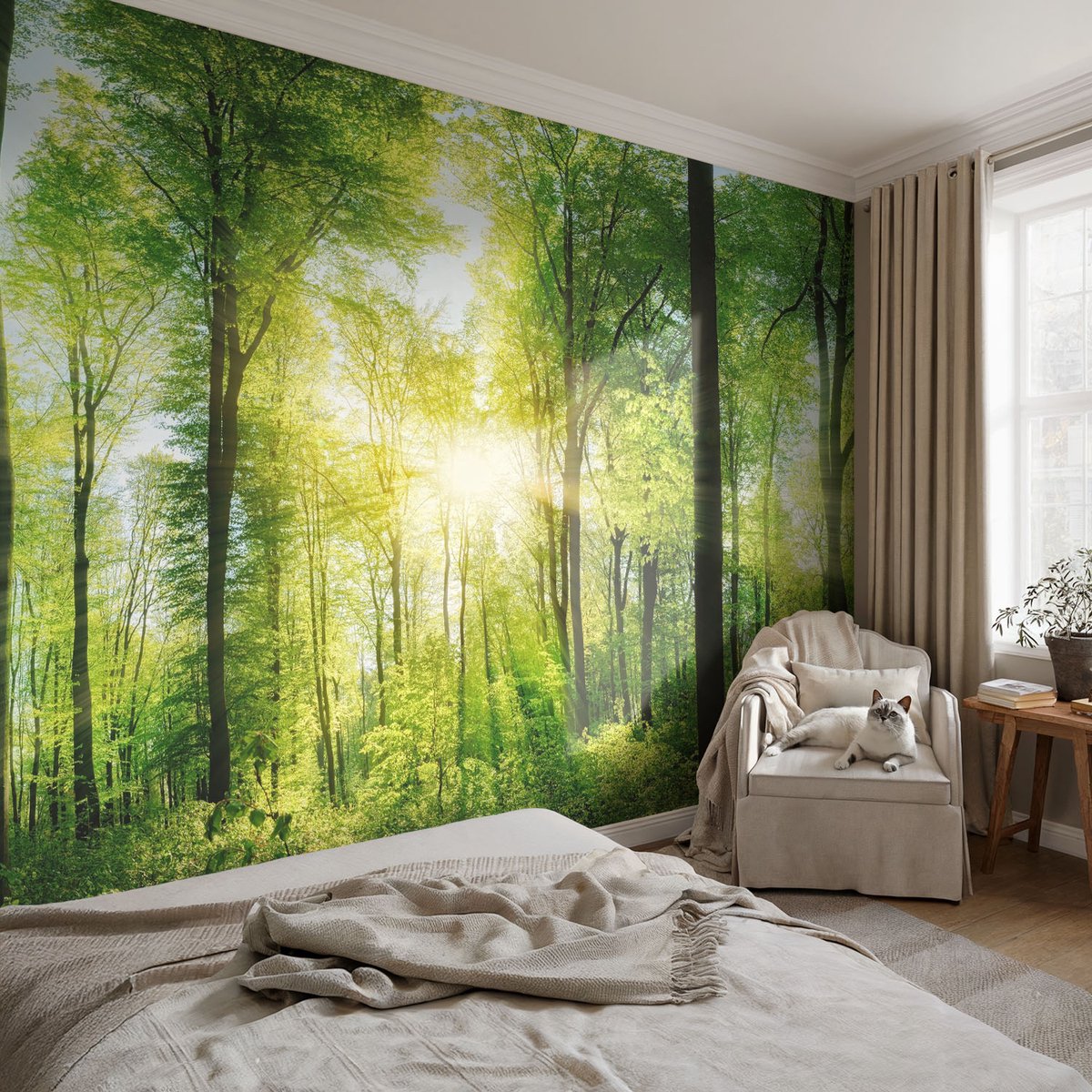 Coloray Vliesbehang - Groente Snellijm Behang - 104x70 cm - Bosharmonie Fotobehang Vlies - Hal behang Landschappen - Muurschildering - Woonkamer behang