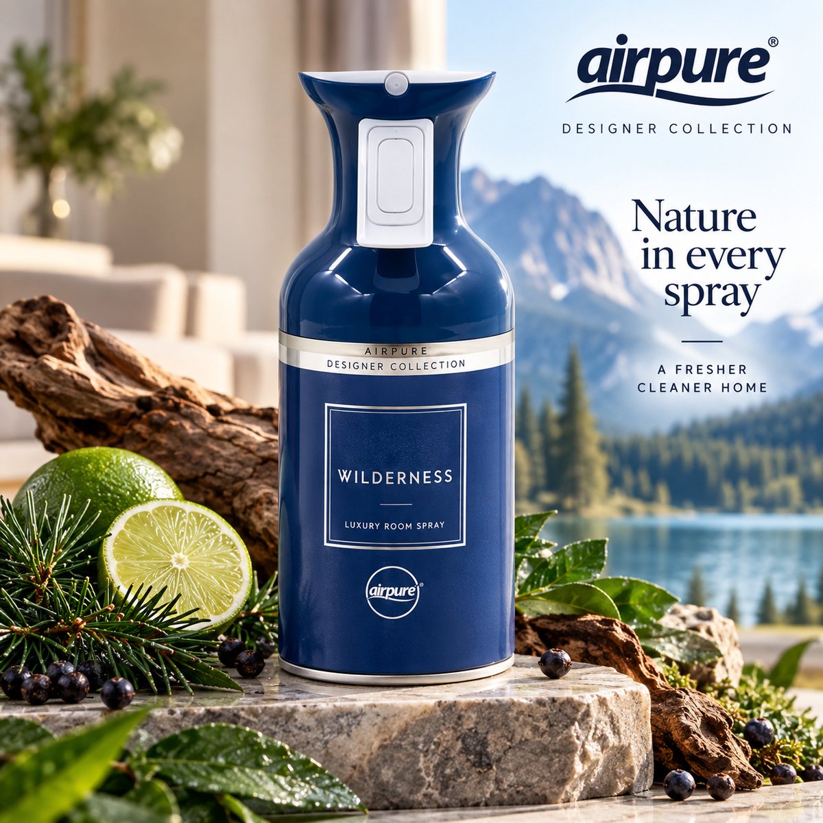 Airpure Designer Collection Wilderness Luchtverfrisser – Roomspray met Trigger – 250 ml – Frisse Huisgeur