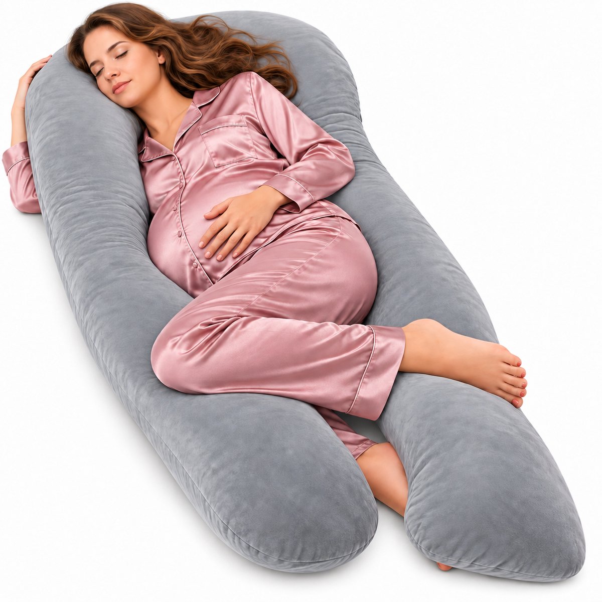 Sleepcomfort - U-Vorm Zwangerschapskussens - Zwangerschapskussen -Zijslaapkussen – Voedingskussen – Body Pillow - lichaamskussen - 280CM.