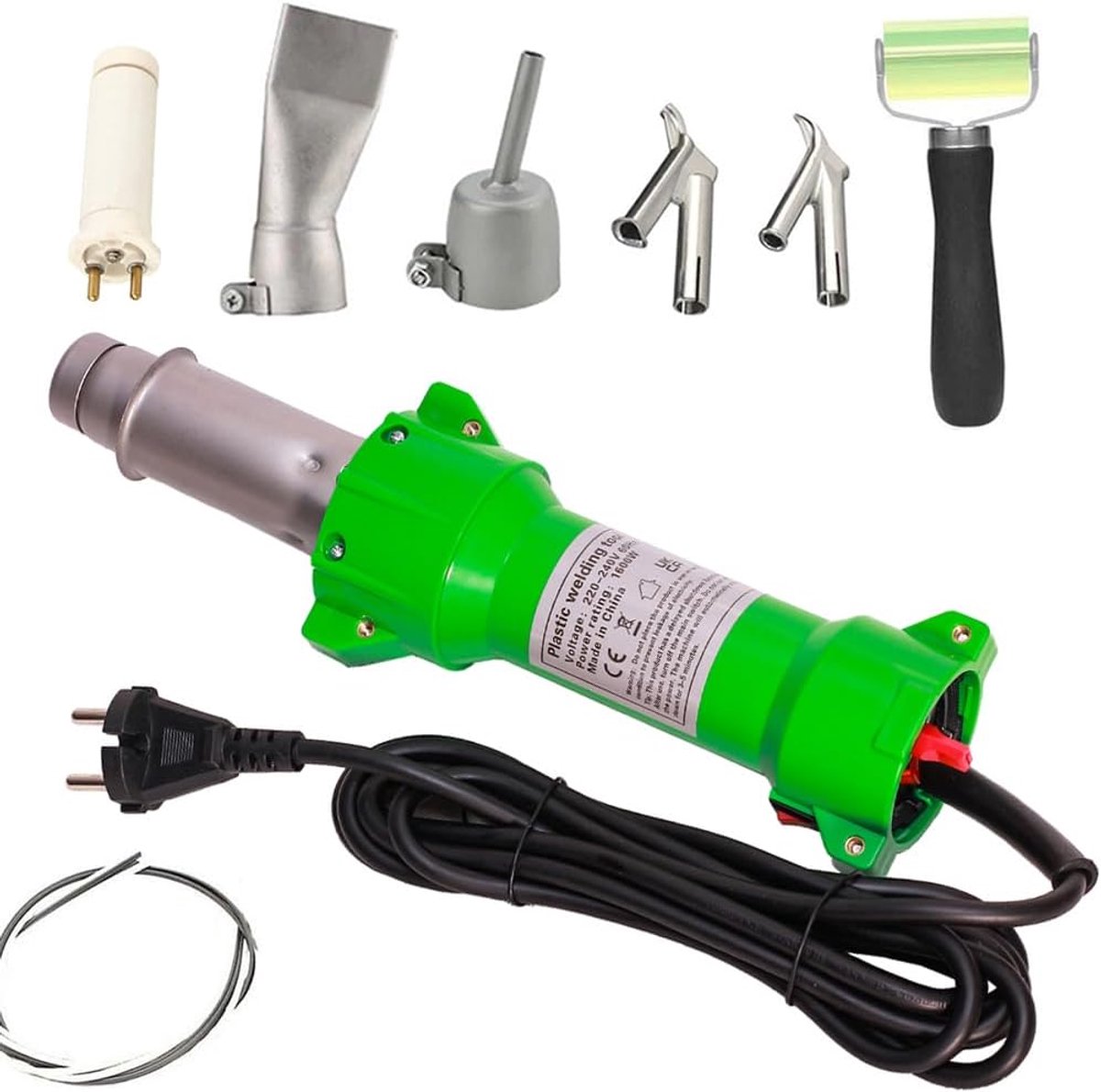 1600 W thermisch laspistool kunststof soldeerbout hete lucht soldeerpistool, met snelle lasmondstukken, met ledlicht