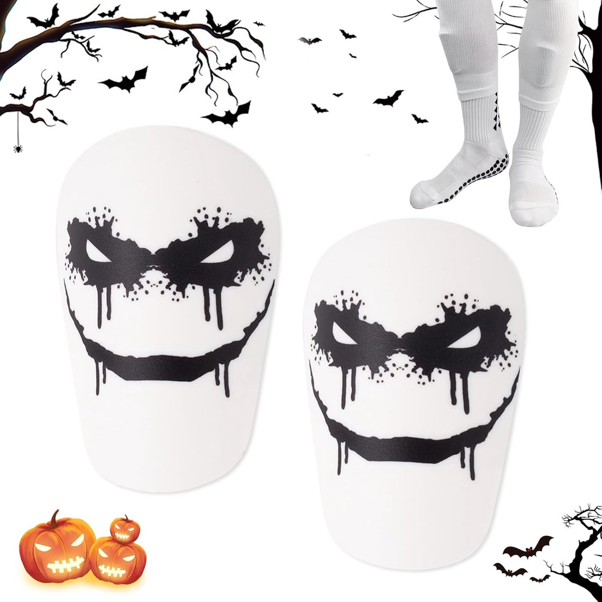 Scheenbeschermers, Halloween kinderen voetbal scheenbeschermers voor heren, Halloween mini beenbescherming voor volwassenen en kinderen, sport shin pads, voetbalbeschermingsaccessoires voor de